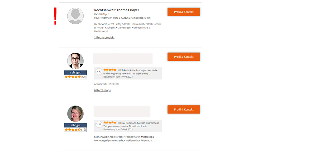 Bewertung Rechtsanwalt Bayer